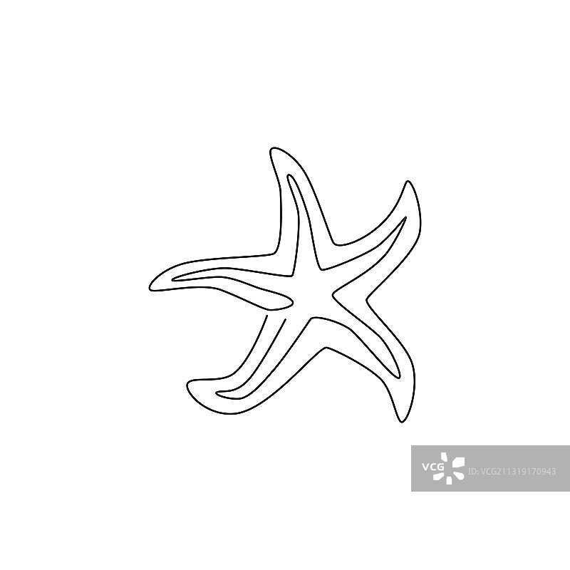 可爱海洋生物单线连续画图片素材