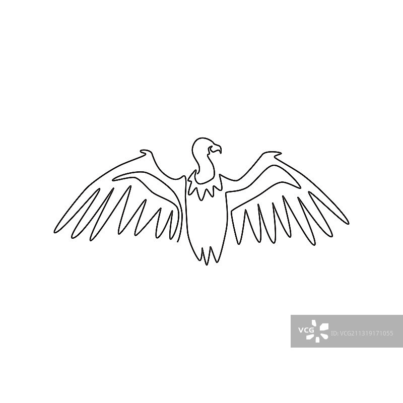 单线描绘动物园的大型秃鹫图片素材
