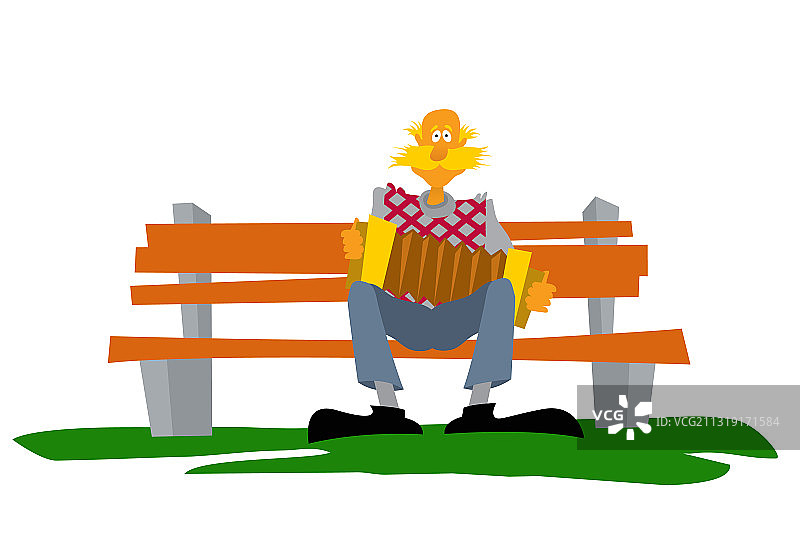 在公园里拉手风琴的老人图片素材