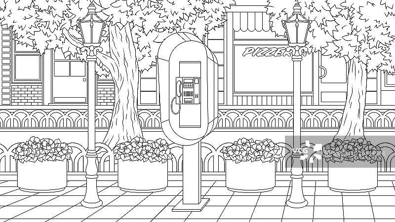 城市公园里的公用电话图片素材