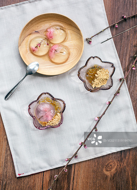 水信玄饼 点心 日系点心 樱花图片素材