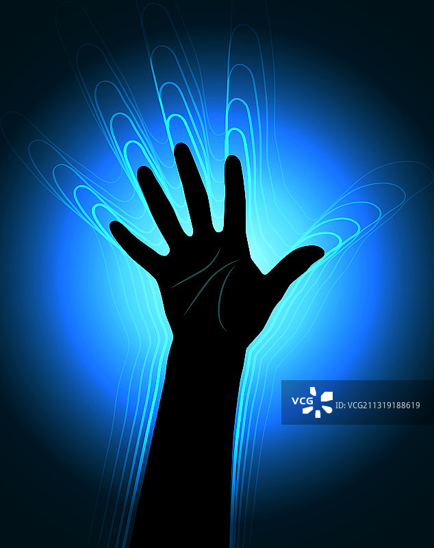 轮廓发光的人手图片素材