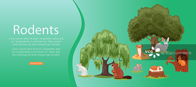 可爱啮齿动物横幅套装图片素材