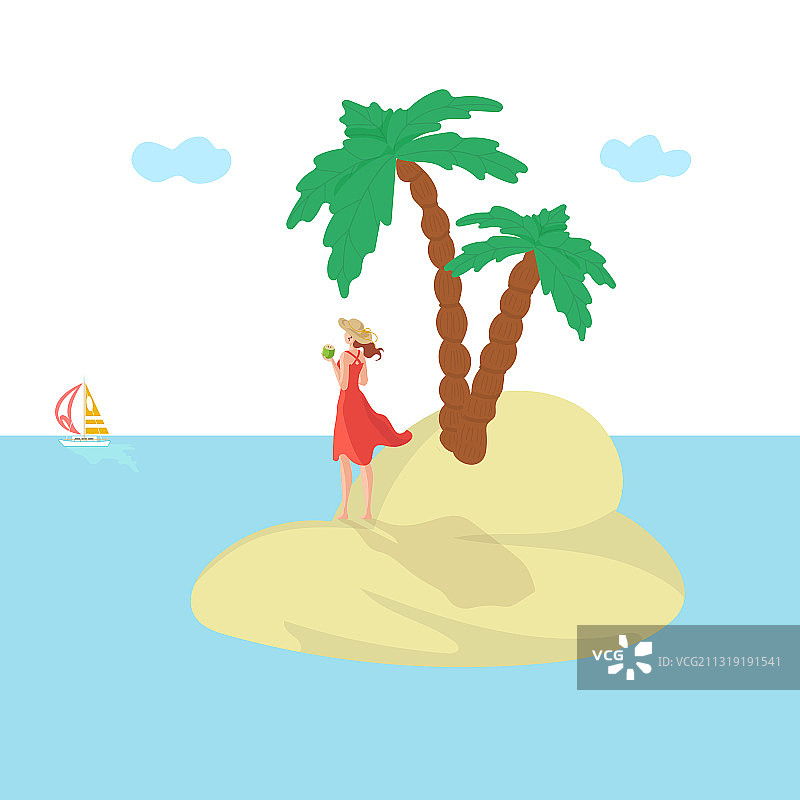 海边度假的岛屿女人图片素材