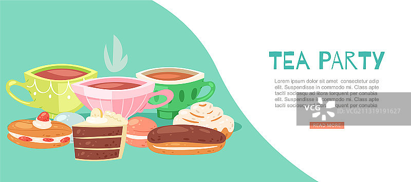 卡通风格茶话会网页图片素材