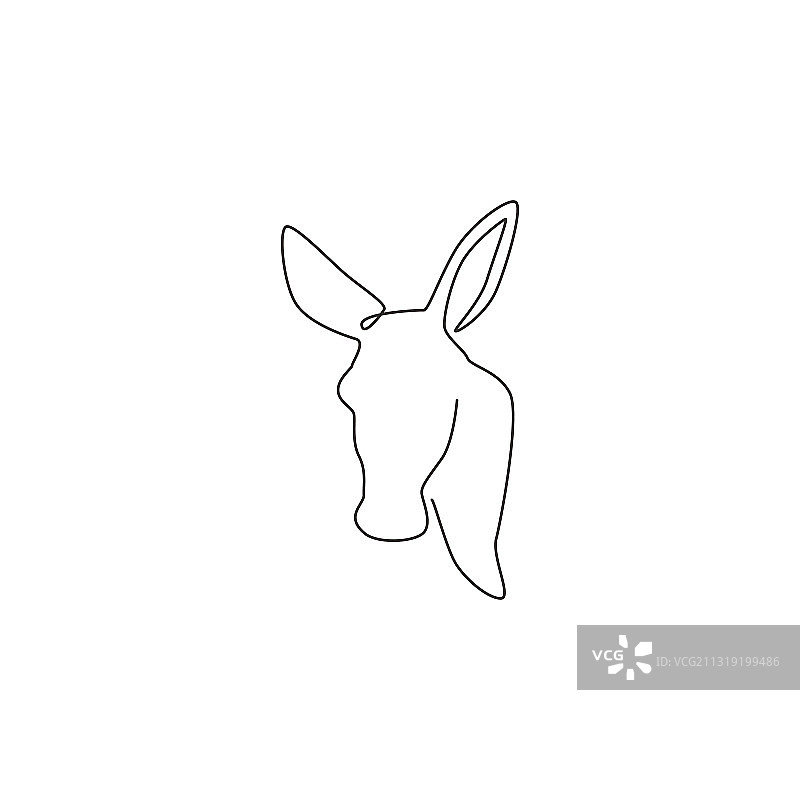 行走驴的单线连续绘画图片素材