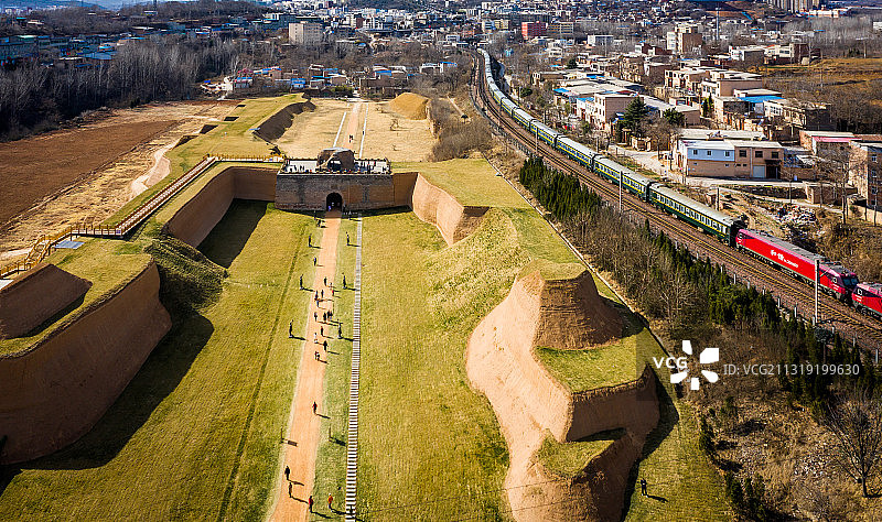 河南洛阳新安汉函谷关遗址航拍图片素材