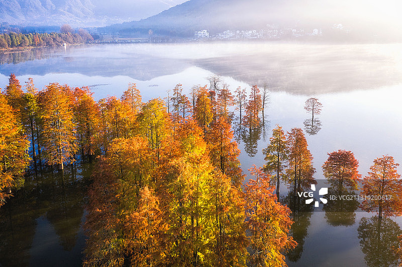 安徽宏村奇墅湖航拍图片素材