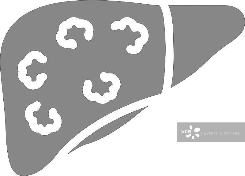 带有肿瘤的肝脏灰色图标 肝癌标志图片素材