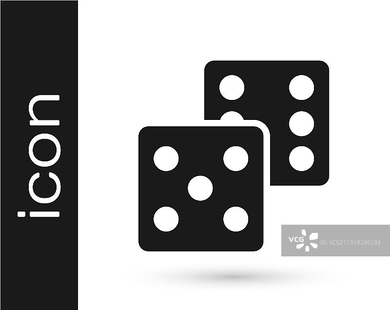 白色背景上隔离的黑色游戏骰子图标图片素材