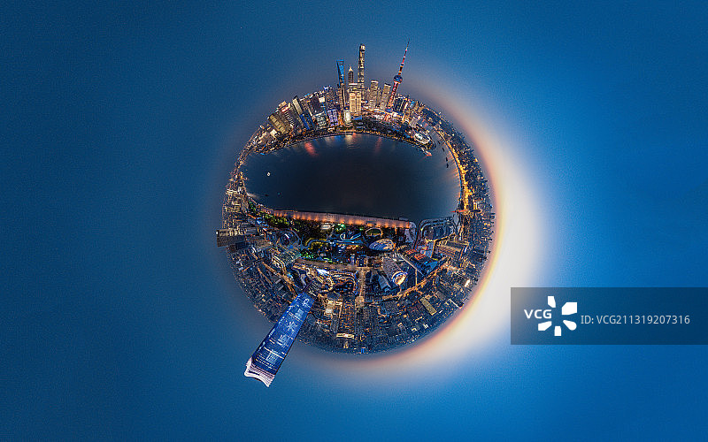 黄浦江夜景全貌图片素材