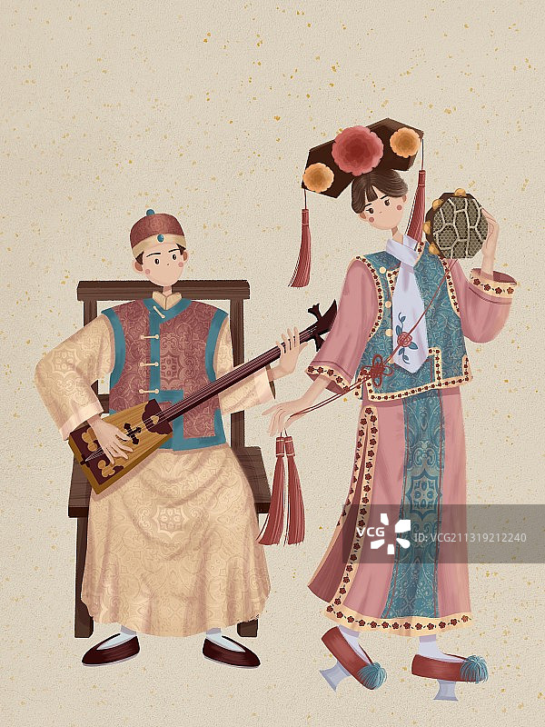 满族姑娘和小伙图片素材