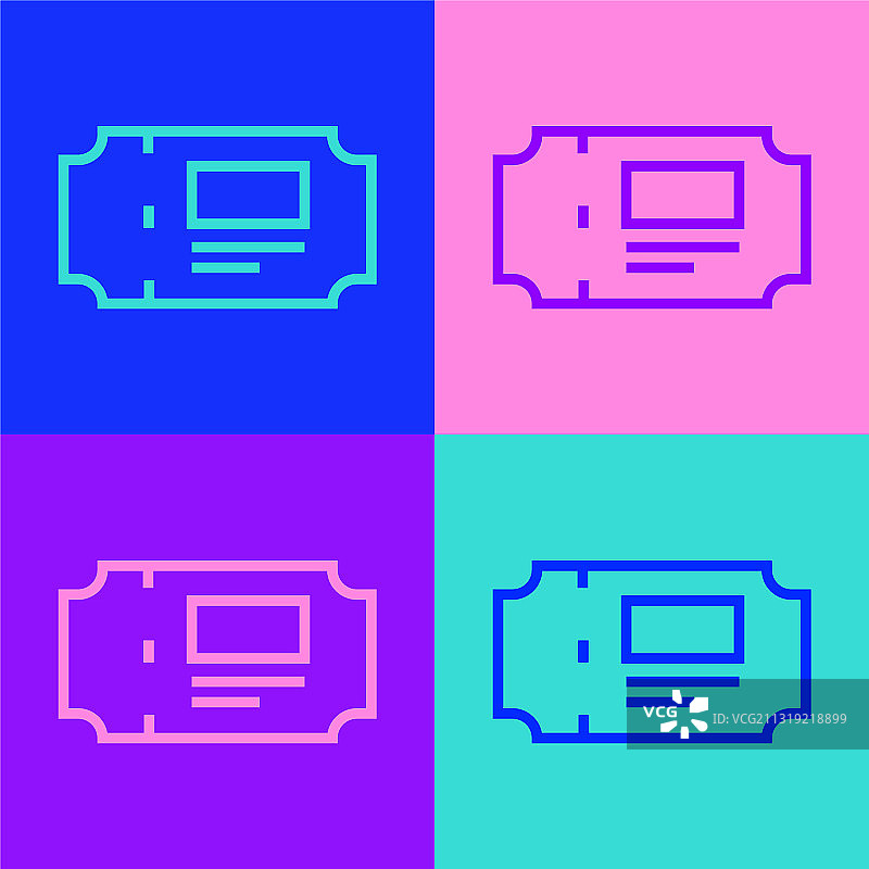 波普艺术线性博物馆门票彩色背景图标图片素材