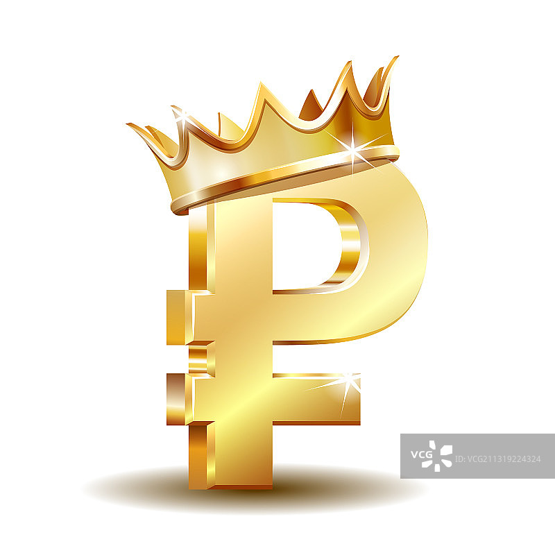 金色皇冠与俄罗斯卢布符号图片素材