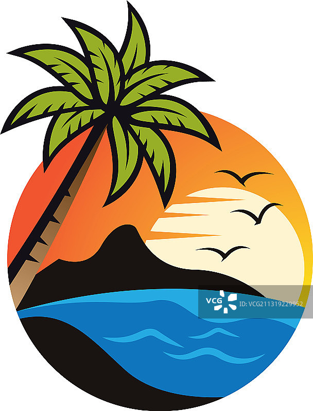 日落海滩Logo图标图片素材