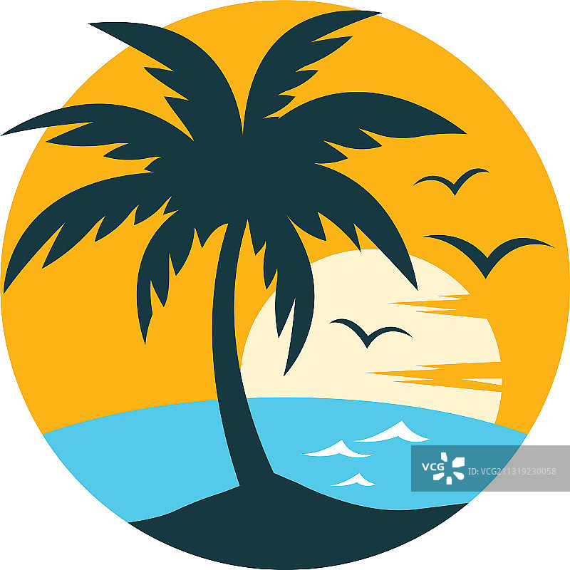 日落海滩Logo图标图片素材