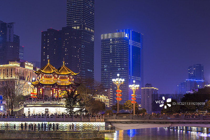 成都新年合江亭九眼桥锦江夜景图片素材