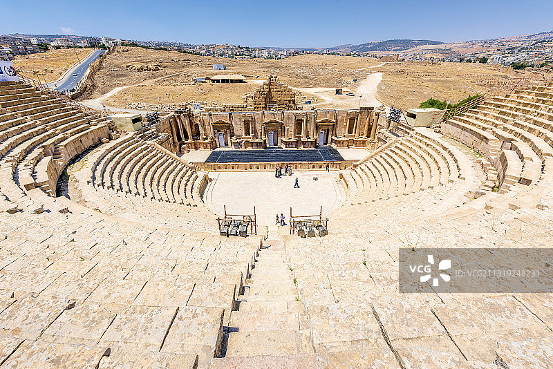 亚洲约旦杰拉什古城遗址古代罗马竞技场图片素材