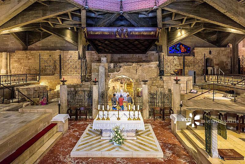 亚洲以色列拿撒勒天使报喜堂内部图片素材