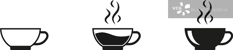 白色背景上的黑色咖啡杯图标图片素材