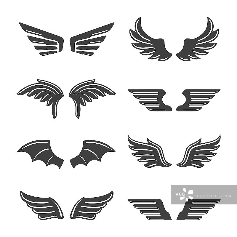 翅膀符号套装图片素材