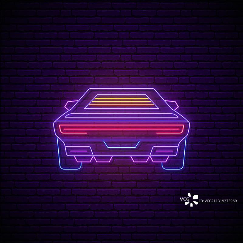 霓虹未来汽车发光图标图片素材