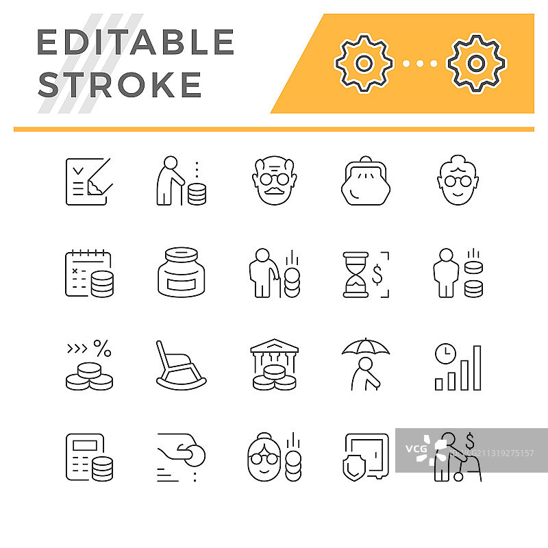 退休或养老相关线性图标图片素材