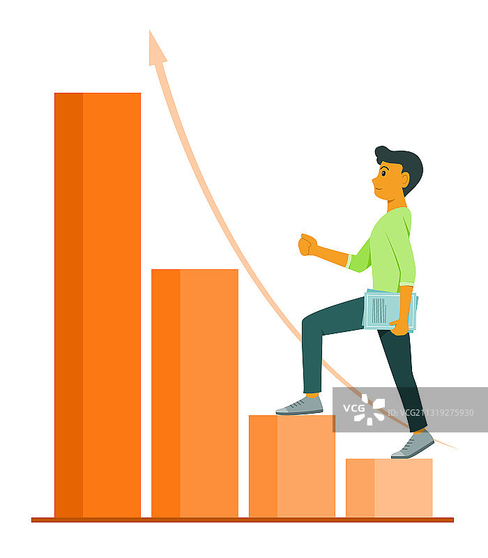 男人走上条形图图片素材