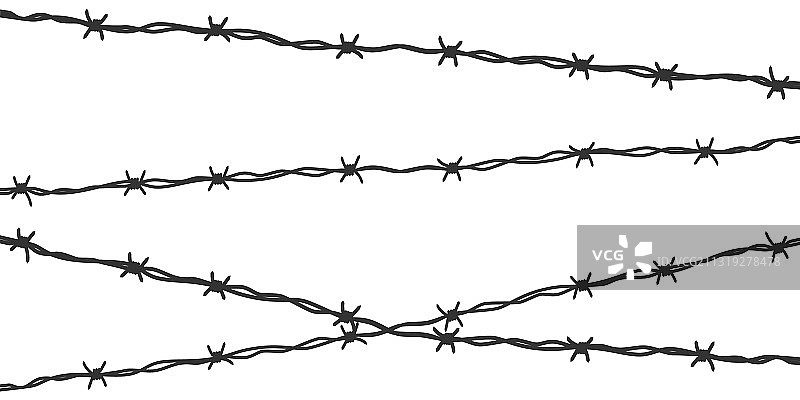 白色背景上的带刺铁丝网图片素材