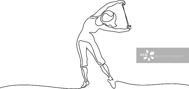 女人做伸展运动单线画图片素材