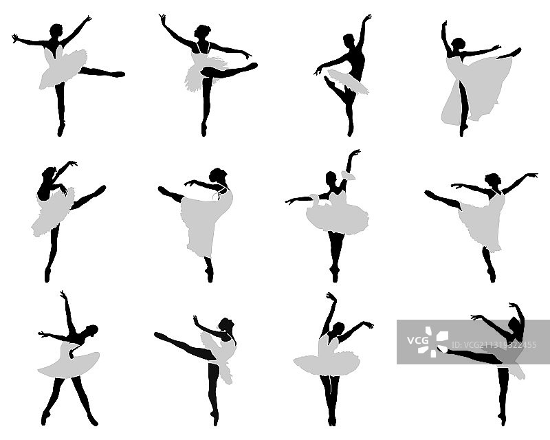芭蕾舞演员的轮廓剪影图片素材