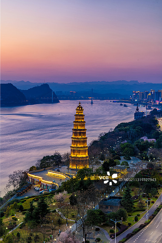 宜昌天然塔日落图片素材