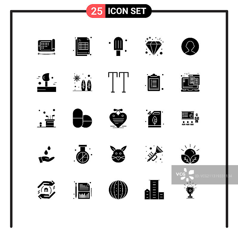 为网络和移动设置的25个通用实体符号图片素材