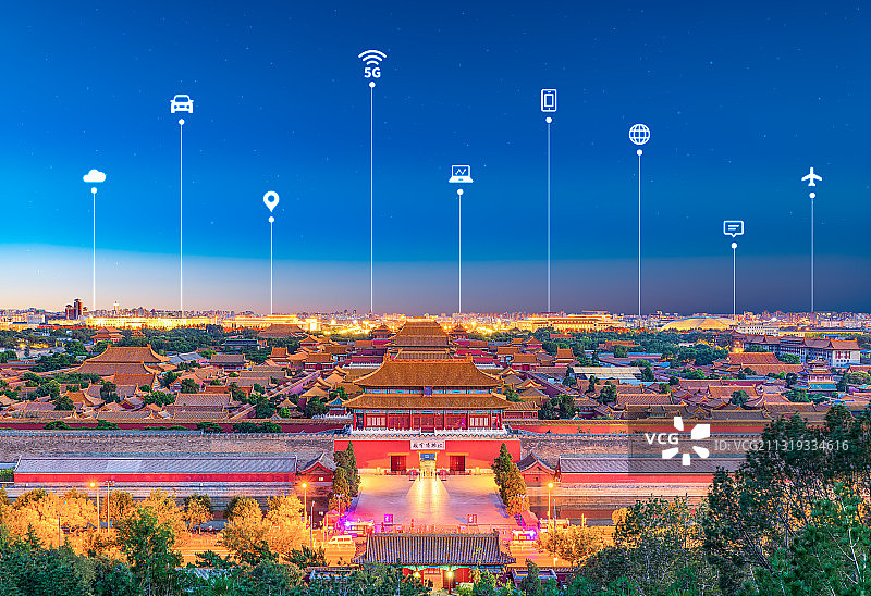 北京故宫科技网络城市建筑图片素材