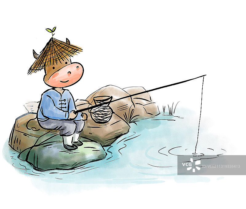 渔翁垂钓图片素材