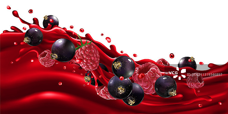 水果上的覆盆子和黑加仑浆果图片素材