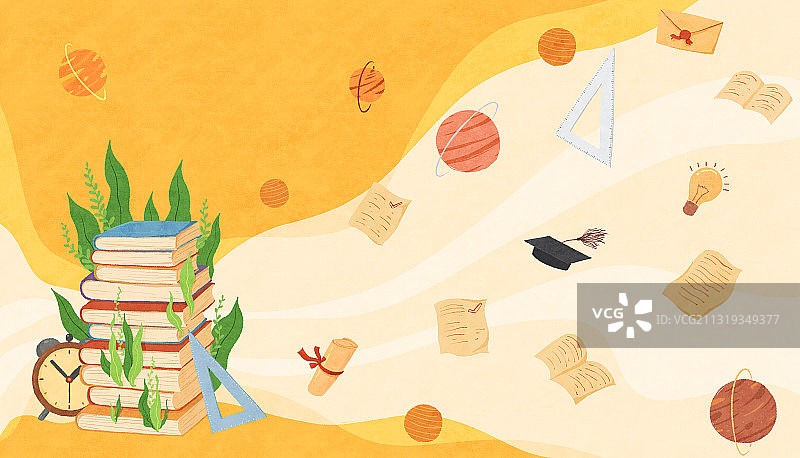 书籍教育元素创意插画黄色图片素材