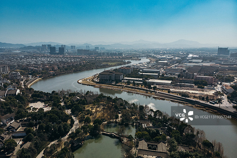 绍兴诸暨西施故里航拍图片素材