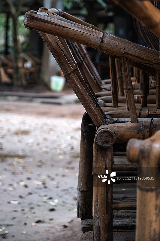 四川茶馆，竹椅图片素材