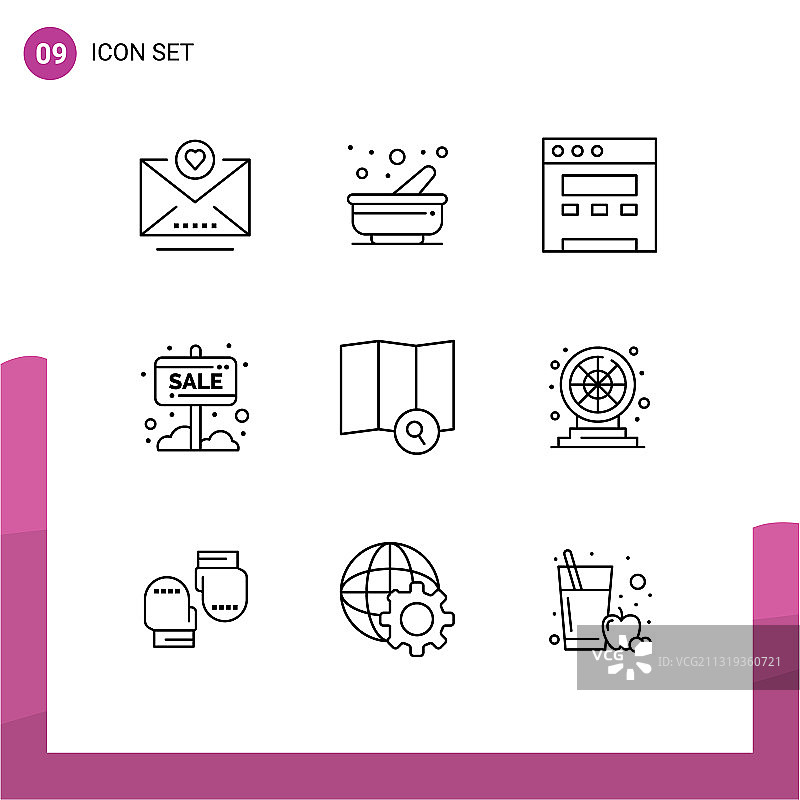 第九组车轮标志和符号轮廓图片素材