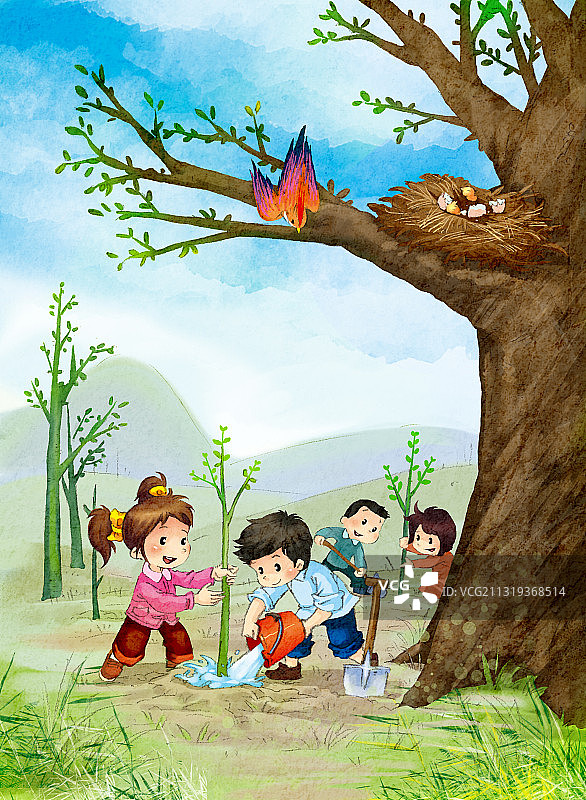 插画：植树节图片素材