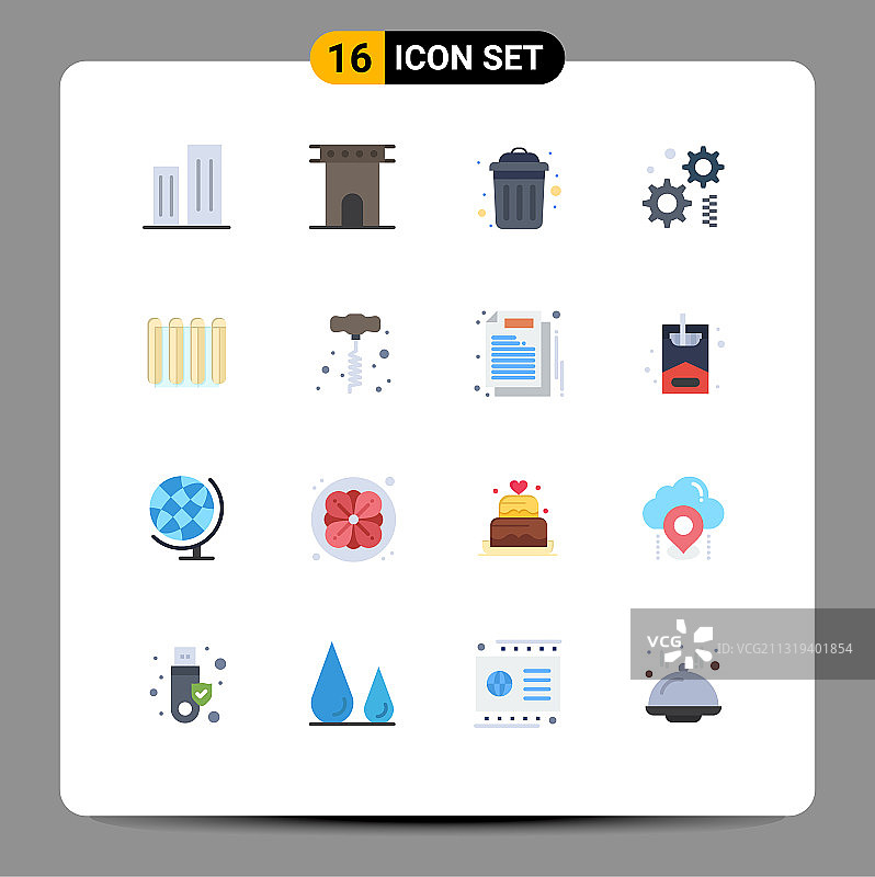 可编辑线包16个简单的平面颜色图片素材