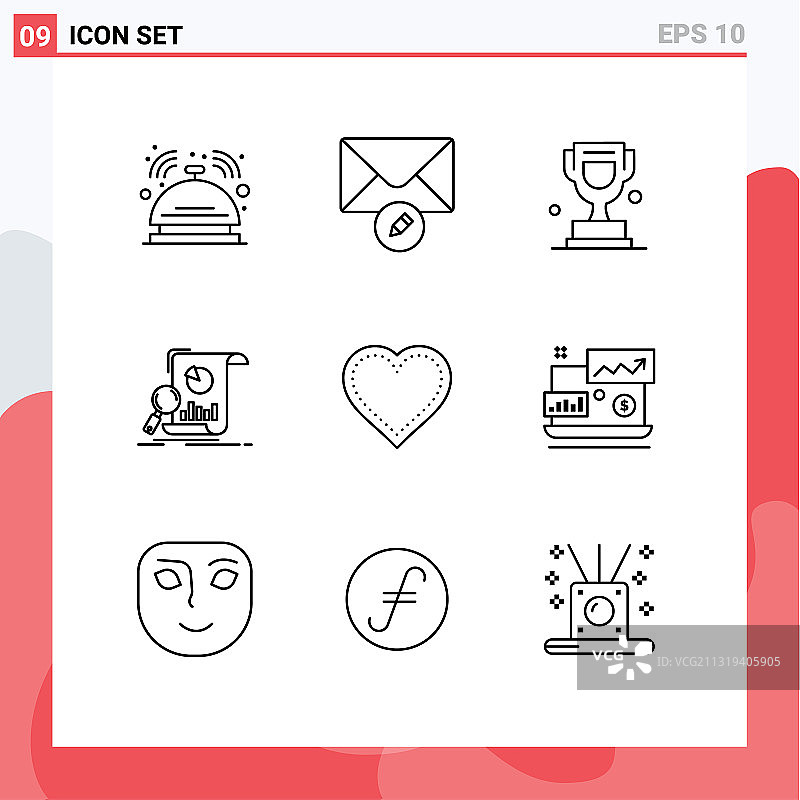 第九组现代风格心形轮廓素材图片素材