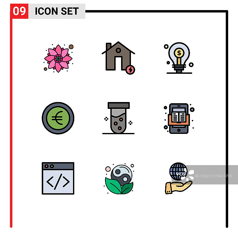 9主题填充线平色和可编辑图片素材