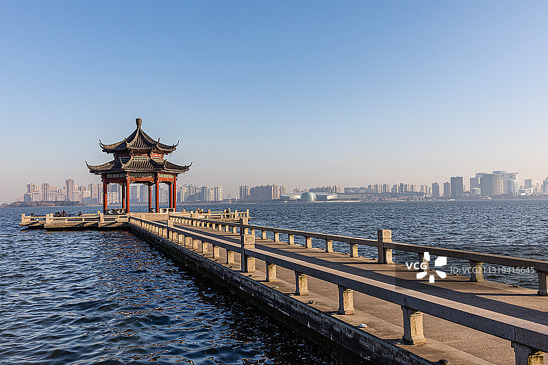 江苏省苏州工业园区金鸡湖景区风光图片素材