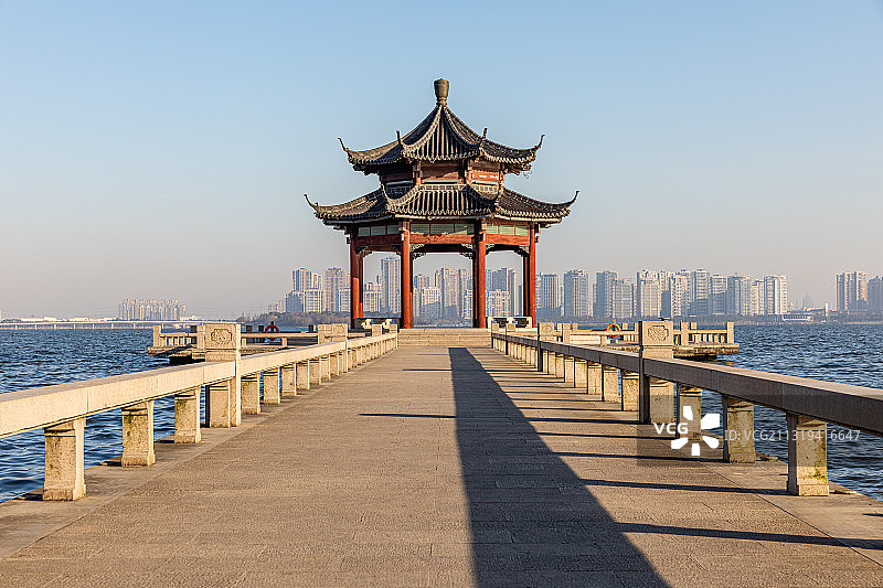 江苏省苏州工业园区金鸡湖景区风光图片素材