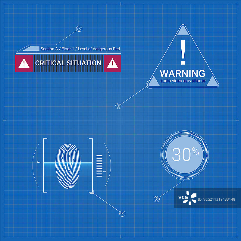 蓝图背景上的数字标牌设置图片素材