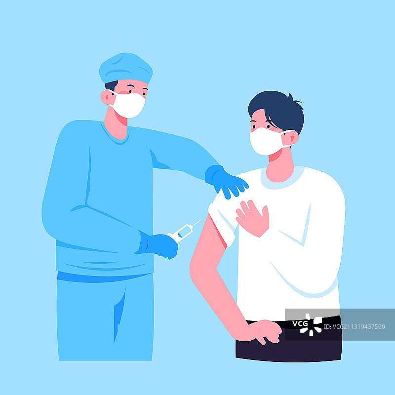 卡通医疗健康医院打针输液体检口罩身体健康门诊抗病毒矢量插画图片素材