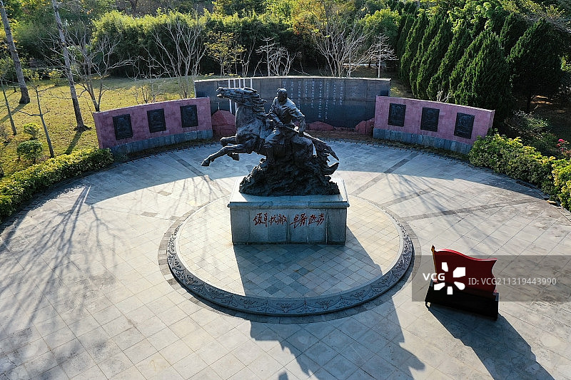 广东省惠州市惠阳区秋长周田村叶挺将军纪念园航拍图片素材