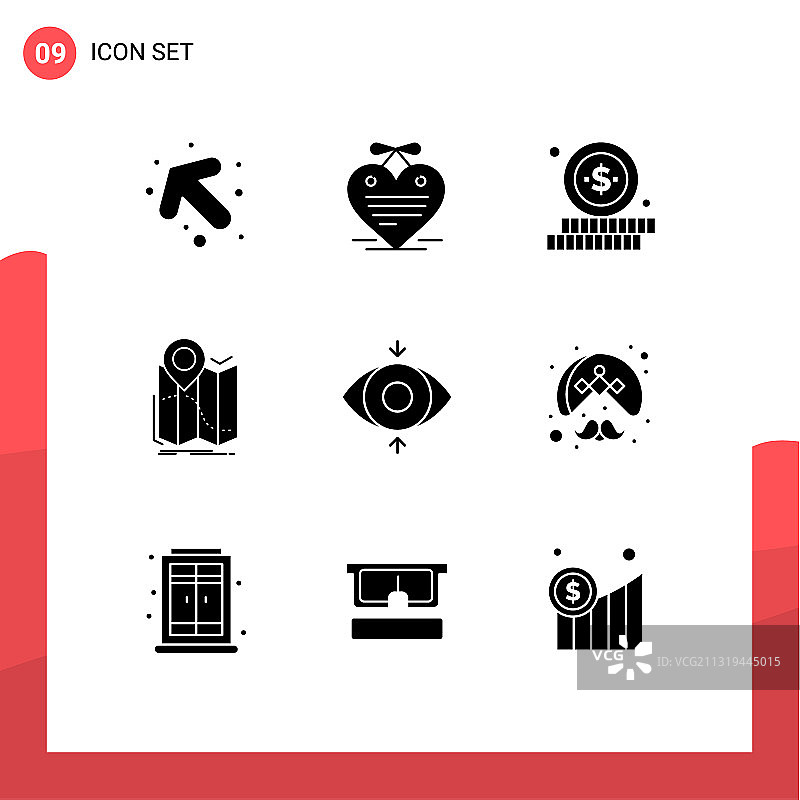 用户界面包9个基本立体字形图片素材